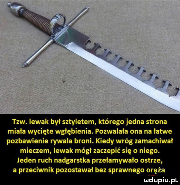tlw. iewak był sztyletem którego jedna strona miała wycięte wgłębienia. pozwalała ona na latwe pozbawienie rywala broni. kiedy wróg zamachin mieczem iewak módl zaczepić siq o niego. jeden ruch nadgarstka przelamywalo ostrze a przeciwnik pozostawał bez sprawnego oręża luciupiu pl