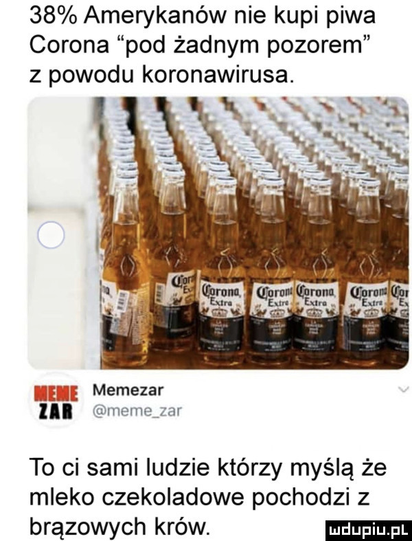 amerykanów nie kupi piwa colona pod żadnym pozorem z powodu koronawirusa. mus mm j memezar i memejar to ci sami ludzie którzy myślą że mleko czekoladowe pochodzi z brązowych krów