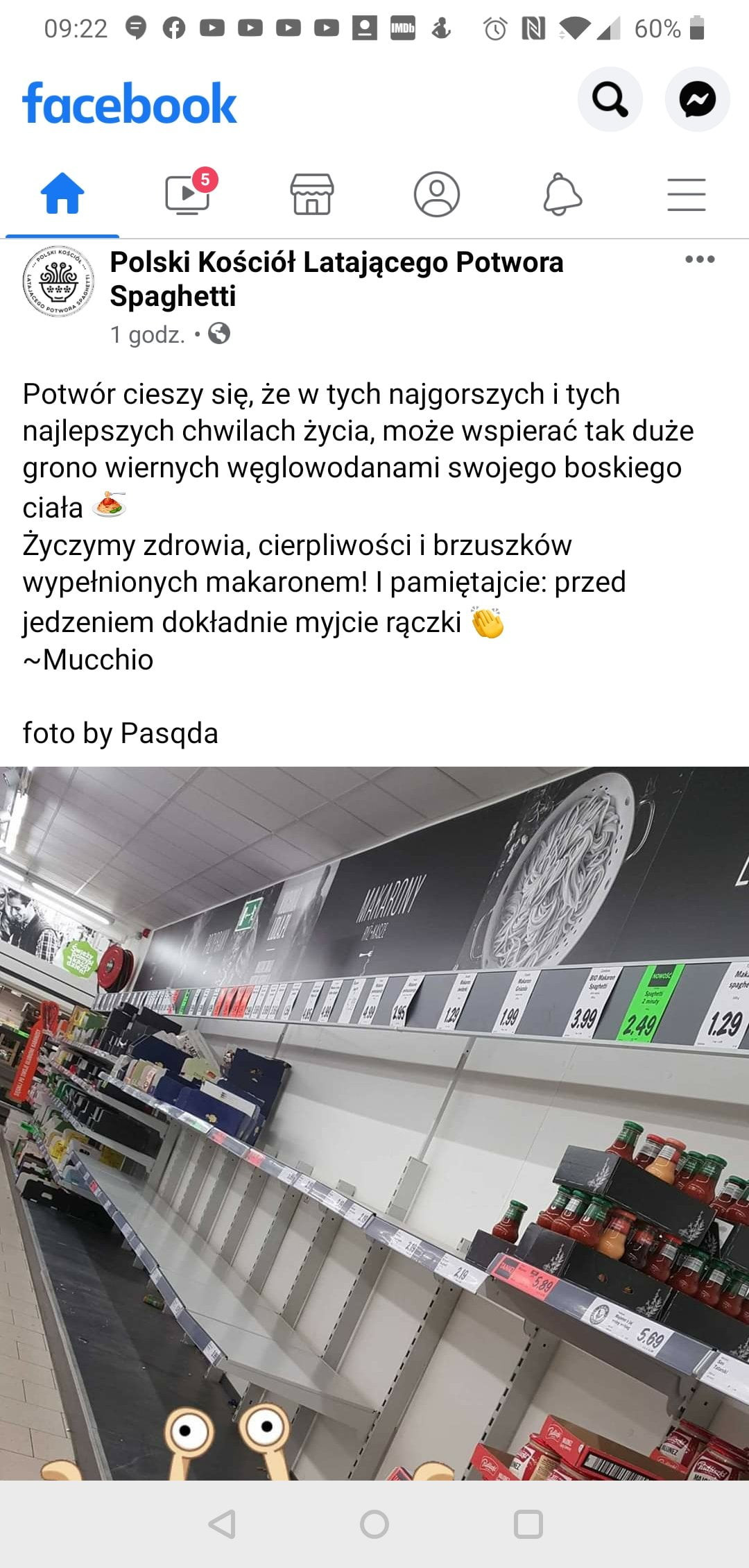 uuuugma como    facebook q   e polski kościół latającego potwora spaghetti   godz. q potwór cieszy się że w tych najgorszych i tych najlepszych chwilach życia może wspierać tak duże grono wiernych węglowodanami swojego boskiego ciała   życzymy zdrowia cierpliwości i brzuszków wypełnionych makaronem i pamiętajcie przed jedzeniem dokładnie myjcie rączki mucchio foto by pasqda