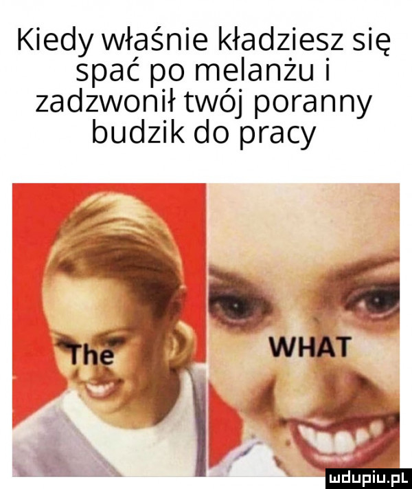 kiedy właśnie kładziesz się spać po melanżu i zadzwonił twój poranny budzik do pracy
