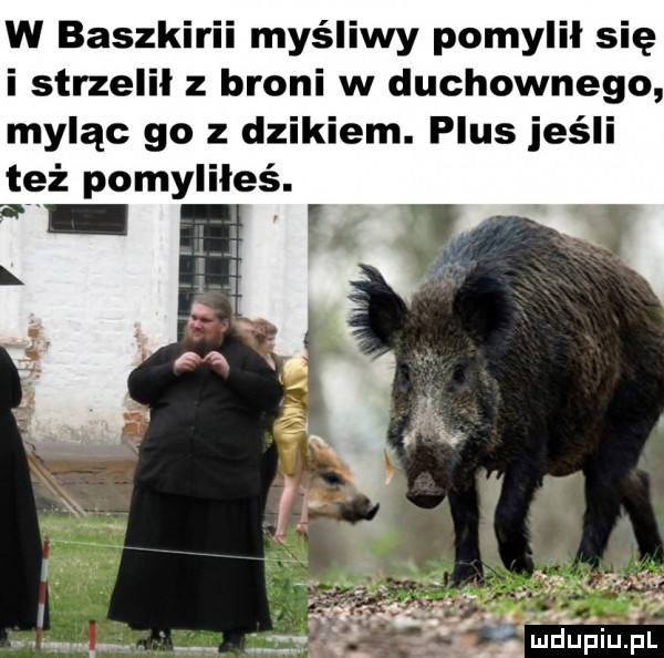 w baszkirii myśliwy pomylił się i strzelil broni w duchownego myląc go   dzikiem. plus jeśli też pomyliłeś