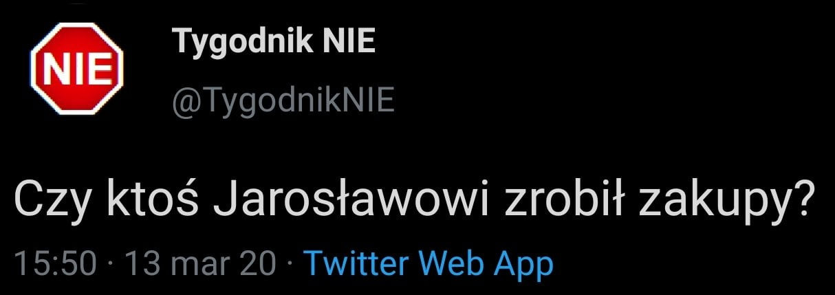 tygodnik nie tygodniknle czy ktos jarosławowi zrobił zakupy          mar    twitter web aap