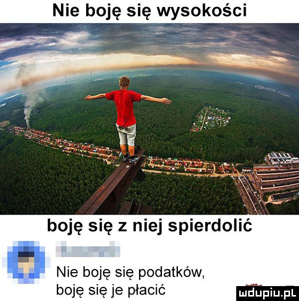 nie boję się wysokości boję się z niej spierdolić nie boję się podatków boję się je płacić