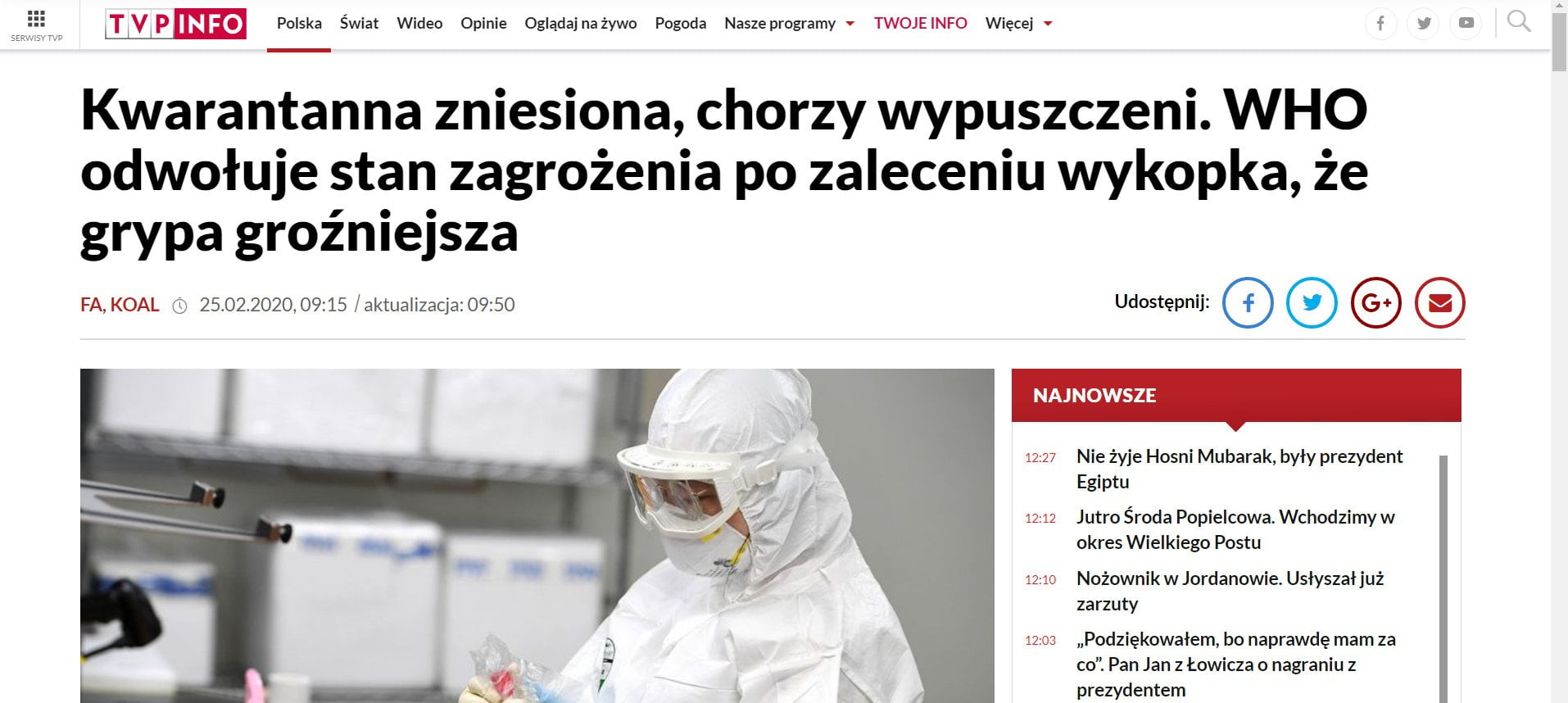 mm polska świat wideo opinie ogladajnażywo pogoda naszeprogramyv twojeinfo więcej v f v d kwarantanna zniesiona chorzy wypuszczeni. who odwołuje stan zagrożenia po zaleceniu wykopka że grypa groźniejsza fa kcal                  aktua izacja       udostępnij       nie żyje hosni mubarak były prezydent egiptu       jutro środa popielcowa. wchodzimy w okres wielkiego postu       nożownik w jordanowie. usłyszał już zarzuty       podziękowałem bo naprawdę mam za co. pan jan z łowicza o nagraniu z prezydentem