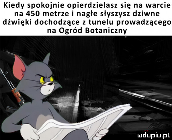 kiedy spokojnie opierdzielasz się na warcie na     metrze i nagle słyszysz dziwne dźwięki dochodzące z tunelu prowadzącego na ogród botaniczny
