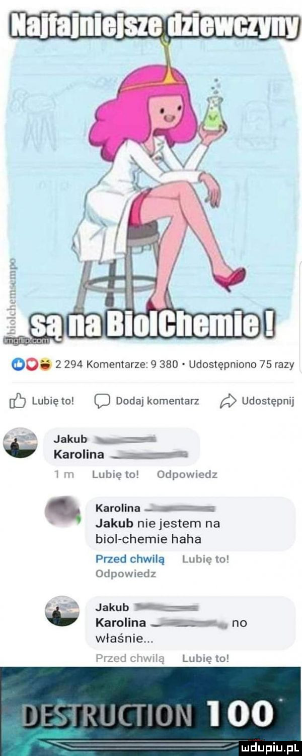 f i są na bi i. oo.       komentarze       udostępniono    razy ó lubiem c dodaj komentarz a udostępnij jakub h karolina m i m lubię to odpowiedz karolina u e jakub nie jestem na biel chemie haba przed chwilą lubię to odpowiedz jakub b karolina m no właśnie. przed chiną lubię to