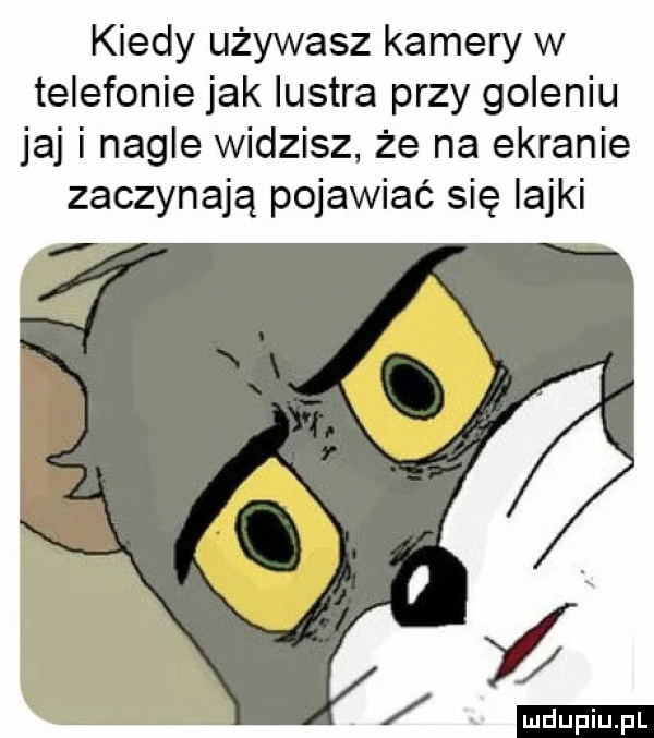 kiedy używasz kamery w telefonie jak lustra przy goleniu jaj i nagle widzisz że na ekranie zaczynają pojawiać się iajki ludu iu. l