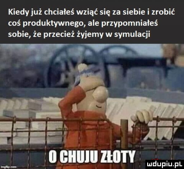 kiedy już chciałeś wziąć się za siebie i zrobić coś produktywnego ale przypomniałeś sobie że przecież żyjemy w symulacji ihs ll i e il giiiiiii  h ludupiu. pl