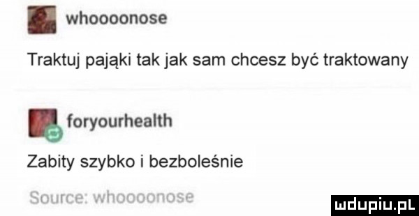 whoooonose traktuj pająki tak jak sam chcesz być traktowany ę foryourhealth zabity szybko i bezboleśnie