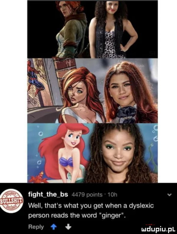 fightﬁtheibs w c v will trat s wiat y-u get wien a dyslexrc person reads tee word ginger. rvplv
