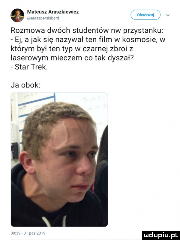 Rozmowa dwóch studentów nw przystanku