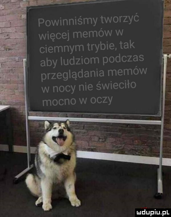 powinniśmy tworzyć więcej memów w ciemnym trybie tak aby ludziom podczas przeglądania memow w nocy nie świeciło mocno w oczy meupiupl