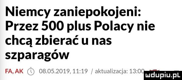 niemcy zaniepokojeni przez     plus polacy nie chcą zbierać u nas szparagów fa ak                   akam izntja   cm