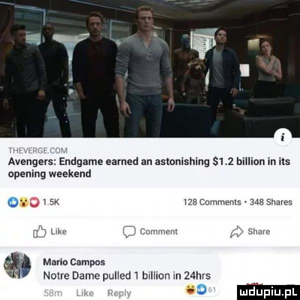 i   sz v v avengers endgame earned an astonishing     billion in ihs opening weekend   o    k     commenls     shares ebu cummem smut mario campos notce dame puhed   billion in   has