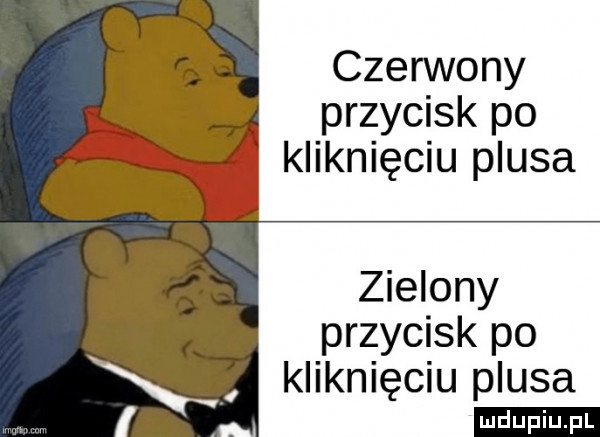 czennony przycisk po kliknięciu plusa zielony przycisk po kliknięciu plusa