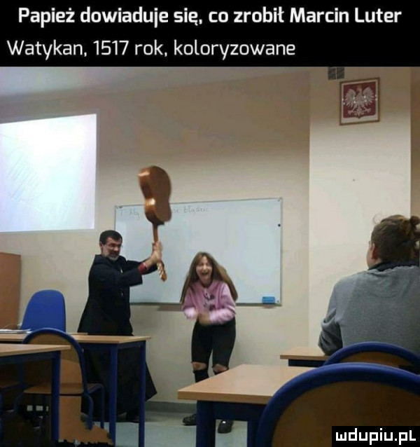 papież dowiaduje się. co zrobił marcin luter watykan      rok koloryzowane