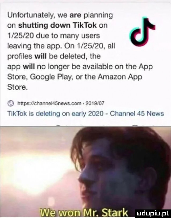 unfortunately we are planking on shutting down tiktok on         dce to many users leasing tee aap. on        . all profiles will be deleted tee aap will no langer be available on tee aap store. google play or tee amazon aap store. mps cnannek ónews com         letok is delellng on early      channel    news mm. r smark