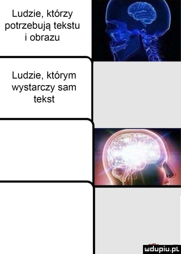 ludzie którzy potrzebują tekstu i obrazu ludzie którym wystarczy sam tekst