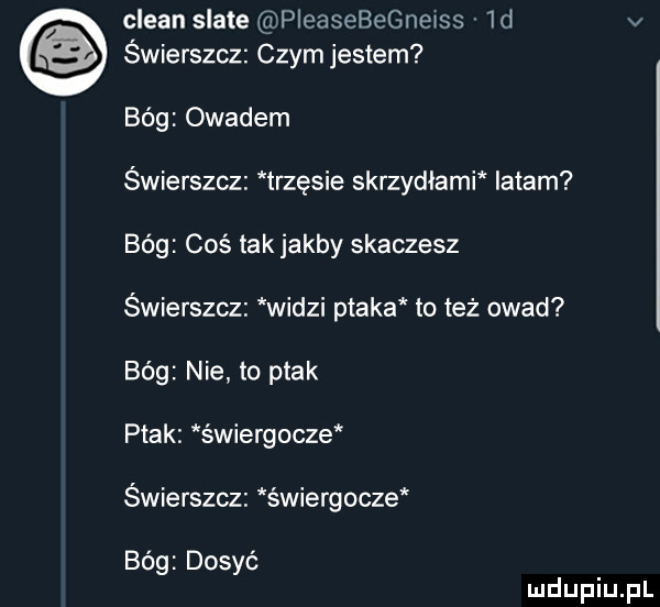 clean skate pieasebegnewss  d v świerszcz czym jestem bóg owadem świerszcz trzęsie skrzydlami iatam bóg coś tak jakby skaczesz świerszcz widzi ptaka to też owad bóg nie to ptak ptak świergocze świerszcz świergocze bóg dosyć