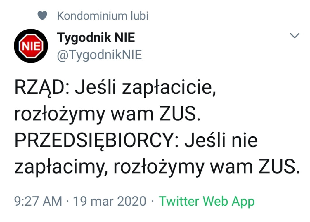 kondominiumlubi tygodnik nie v tygodniknle rząd jeśli zapłacicie rozłożymy wam zus. przedsiębiorcy jeśli nie zapłacimy rozłożymy wam zus.      am    mar      twitter web aap