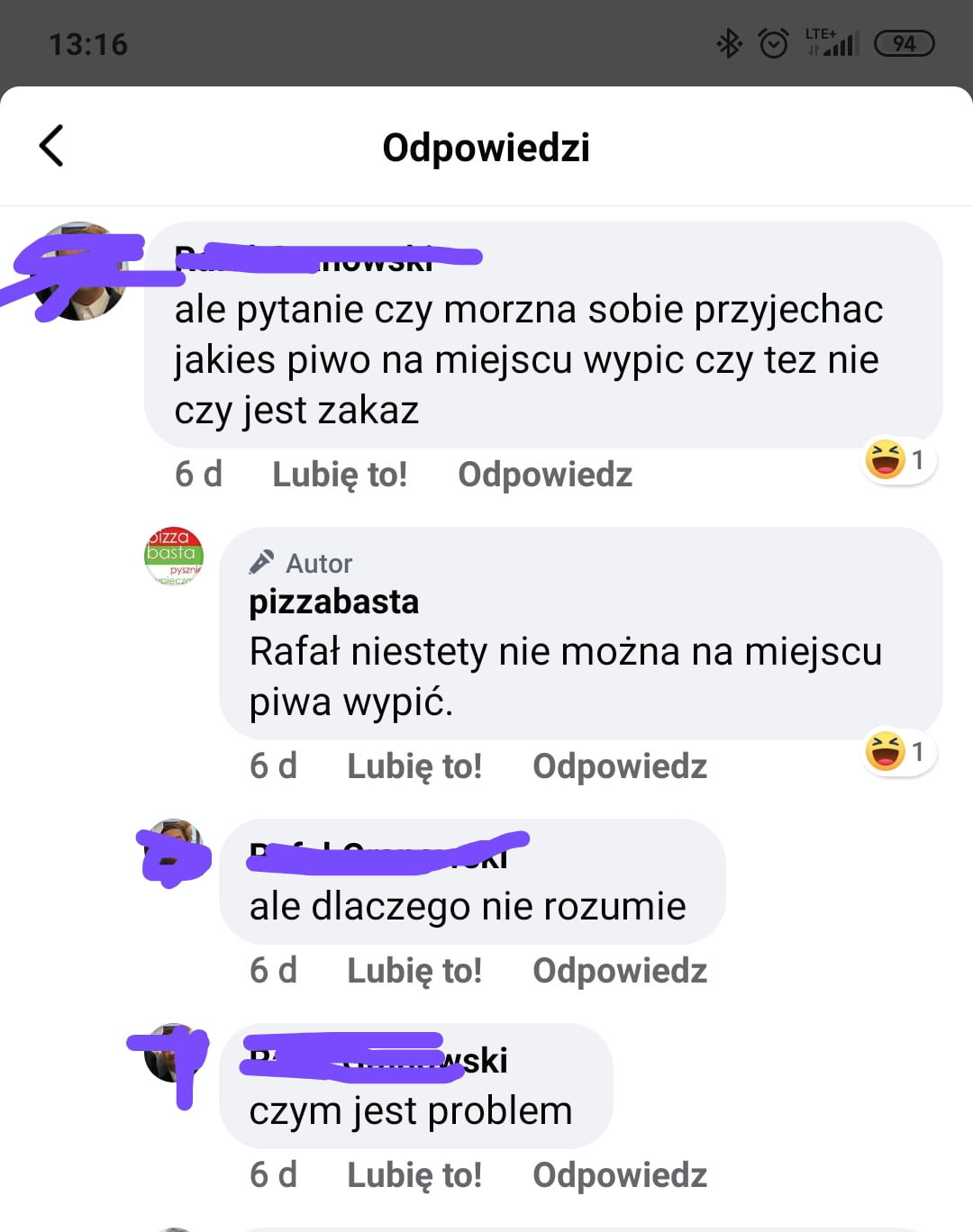 odpowiedzi. ale pytanie czy moszna sobie przyjechac jakies piwo na miejscu wypic czy tez nie czy jest zakaz  d lunięto odpowiedz   a i autor pizzabasta rafał niestety nie można na miejscu piwa wypić.   d lubię to odpowiedz   ale dlaczego nie rozumie   d lubię to odpowiedz ﬂ an czym jest problem   d lubię to odpowiedz