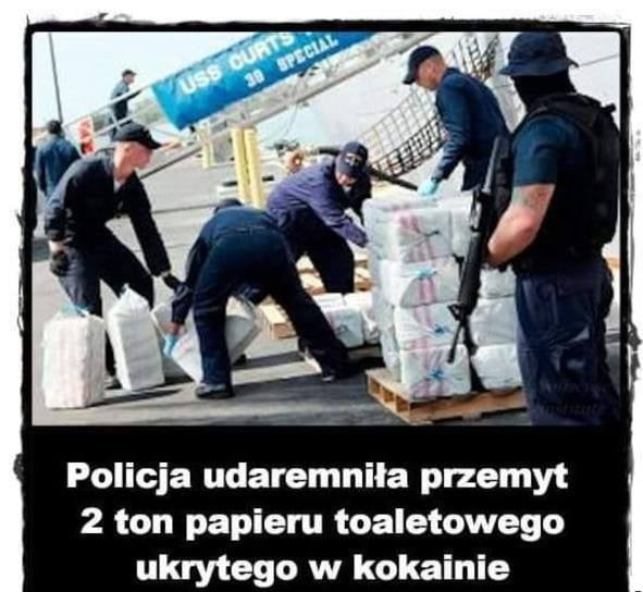 policja udaremniła przemyt   ton papieru toaletowego ukrytego w kokainie