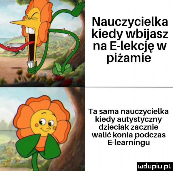 nauczycielka kiedy wbijasz na e lekcję w piżamie ta sama nauczycielka kiedy autystyczny dzieciak zacznie walić konia podczas e learningu ludu iu. l