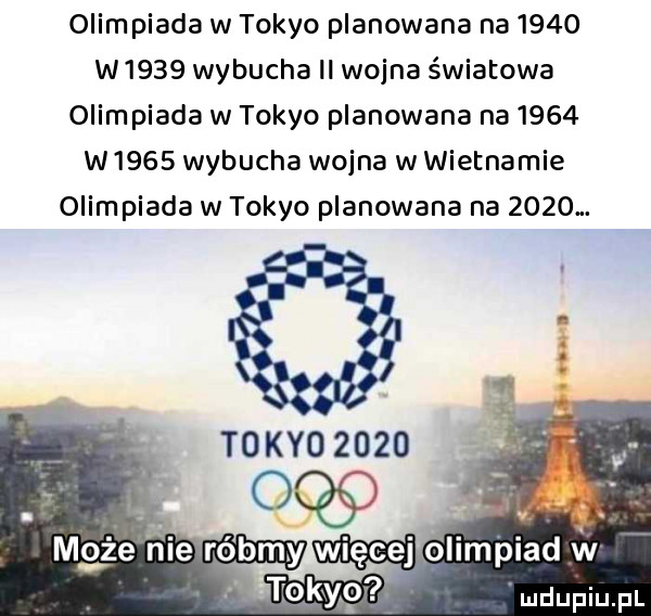 olimpiada w tokio planowana na      w      wybucha ll wojna światowa olimpiada w tokio planowana na      w      wybucha wojna w wietnamie olimpiada w tokio planowana na     . zli