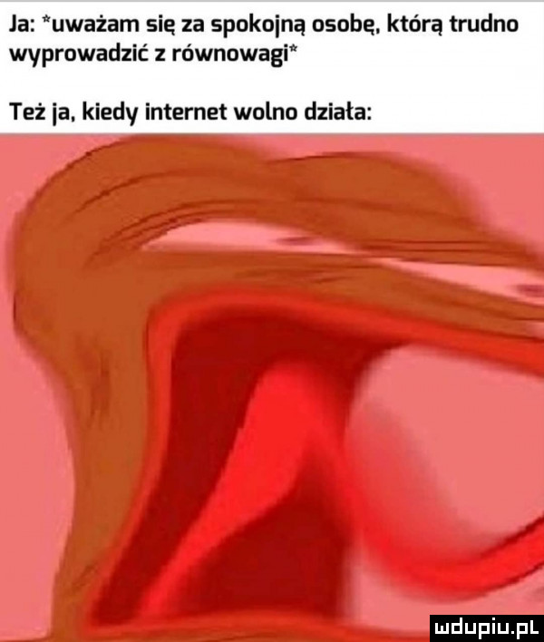 ja uważam się za spokuiną osobą. którą trudno wyprowadzić z równowagi też ia. kiedy internet wolno działa