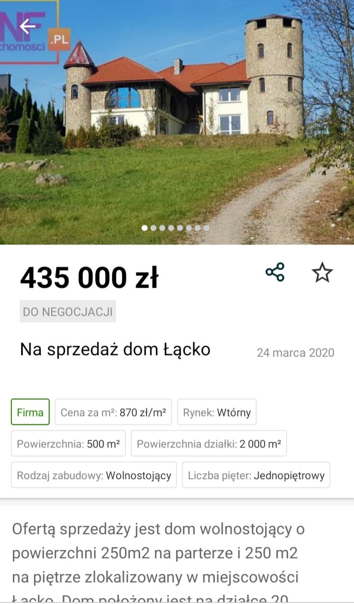 zł   i do nloocjacjl na sprzedaż dom łącko    mama mu firma cam za m     zl m  rynek wtórny powlolzłlilllz     m  powwzchma izmlki z     m  rorlzai zabudowy wolnostojący liczba meter jednopiętrowy ofertą sprzedaży jest dom wolnostojący o powierzchni    m  na parterze i     m  na piętrze zlokalizowany w miejscowosci l oni n nam nnln ranu ioof no a riolno on